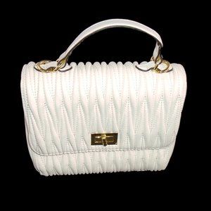 Max Studio Purse Hand Bag Mini Bag White Gold